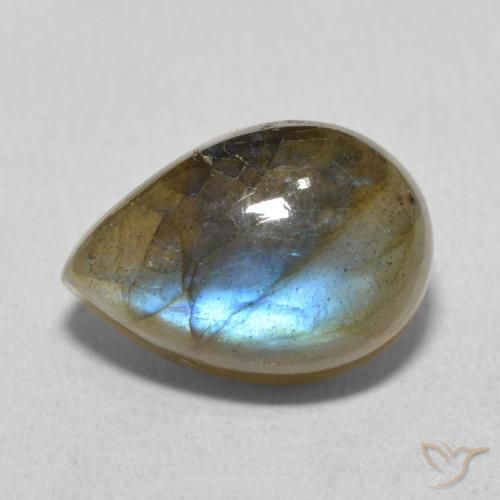 6.53ct Натуральный Многоцветный Лабрадорит, Форма груши, Полупрозрачный