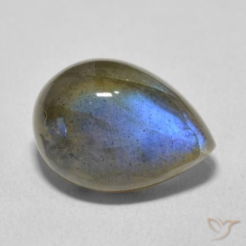 6.49ct Натуральный Многоцветный Лабрадорит, Форма груши, Полупрозрачный