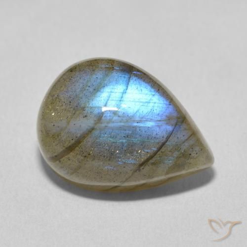 9.47ct Натуральный Многоцветный Лабрадорит, Форма груши, Полупрозрачный