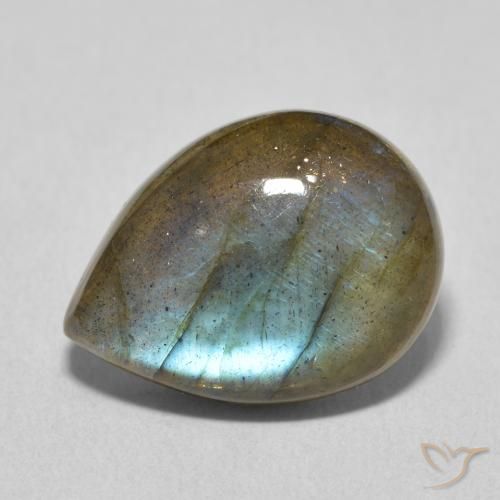 7.27ct Натуральный Многоцветный Лабрадорит, Форма груши, Полупрозрачный