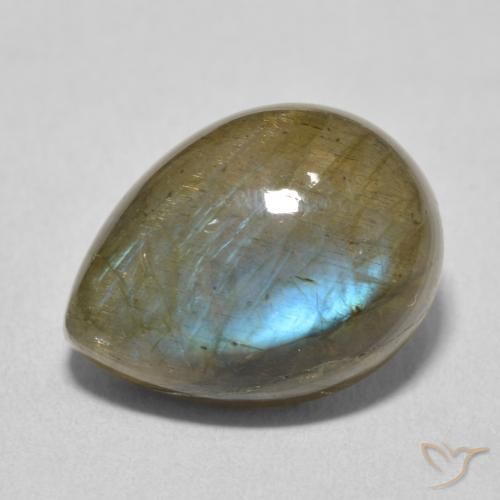 10.63ct Натуральный Многоцветный Лабрадорит, Форма груши, Полупрозрачный