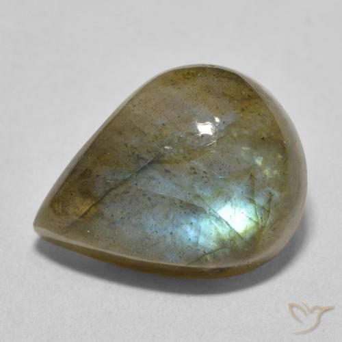 9.59ct Натуральный Многоцветный Лабрадорит, Форма груши, Полупрозрачный