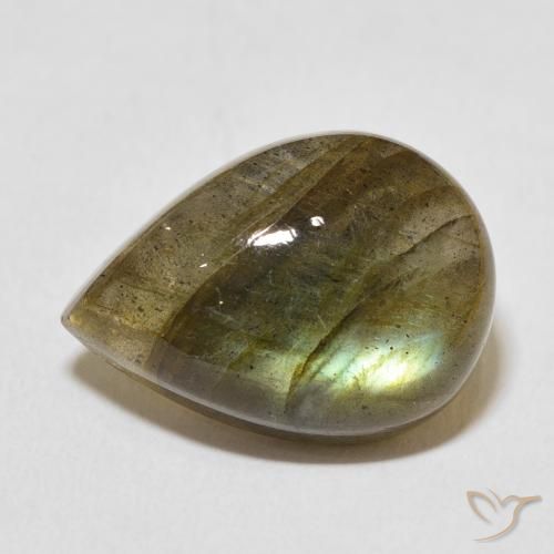 12.43ct Натуральный Многоцветный Лабрадорит, Форма груши, Полупрозрачный