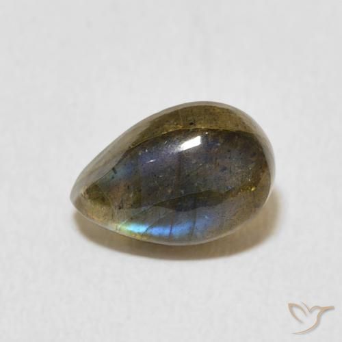 1.66ct Натуральный Многоцветный Лабрадорит, Форма груши, Полупрозрачный