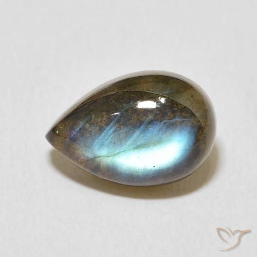 4.07ct Натуральный Многоцветный Лабрадорит, Форма груши, Полупрозрачный