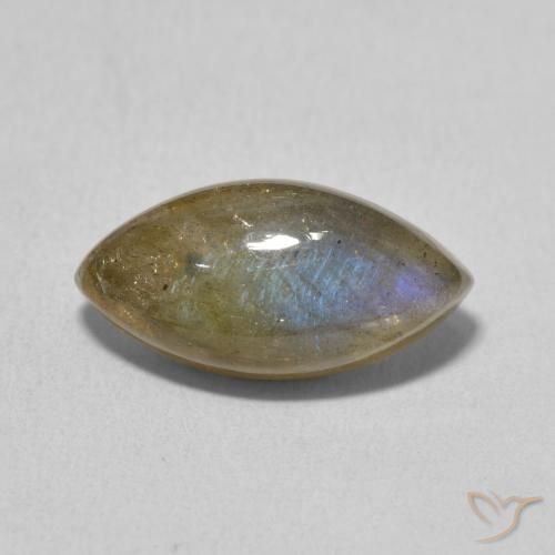 5.13ct Натуральный Многоцветный Лабрадорит, Маркиза, Полупрозрачный