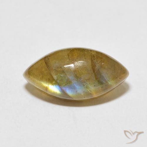 5.61ct Натуральный Многоцветный Лабрадорит, Маркиза, Полупрозрачный