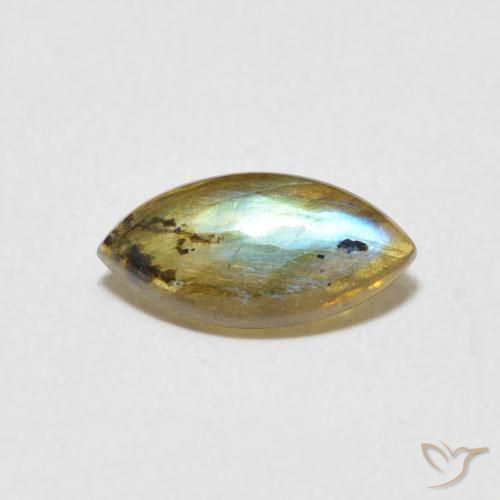 0.95ct Натуральный Многоцветный Лабрадорит, Маркиза, Полупрозрачный