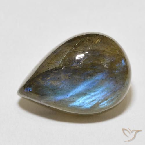 12.37ct Натуральный Многоцветный Лабрадорит, Форма груши, Полупрозрачный