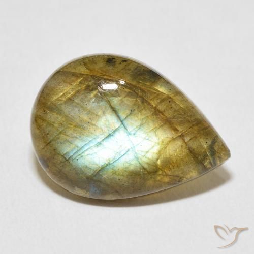 8.73ct Натуральный Многоцветный Лабрадорит, Форма груши, Полупрозрачный