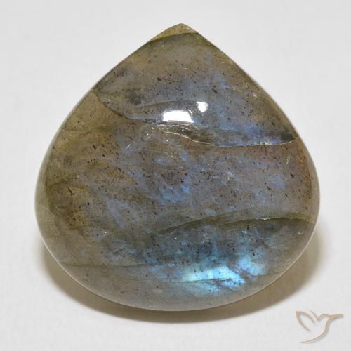 22.02ct Натуральный Многоцветный Лабрадорит, Форма груши, Полупрозрачный
