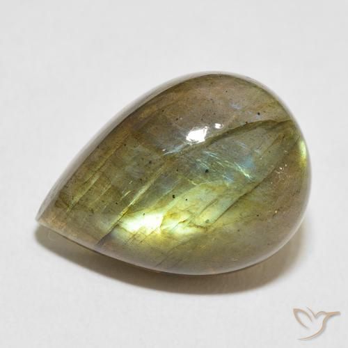 12.53ct Натуральный Многоцветный Лабрадорит, Форма груши, Полупрозрачный
