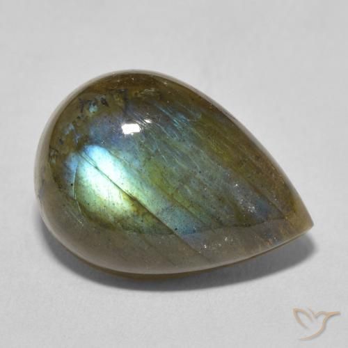 11.67ct Натуральный Многоцветный Лабрадорит, Форма груши, Полупрозрачный
