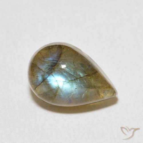 4.17ct Натуральный Многоцветный Лабрадорит, Форма груши, Полупрозрачный