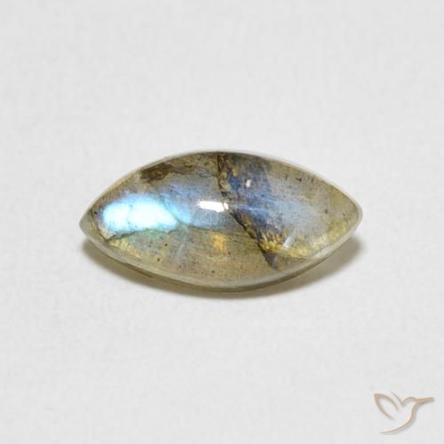1.29ct Натуральный Многоцветный Лабрадорит, Маркиза, Полупрозрачный