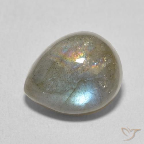4.12ct Натуральный Многоцветный Лабрадорит, Форма груши, Полупрозрачный