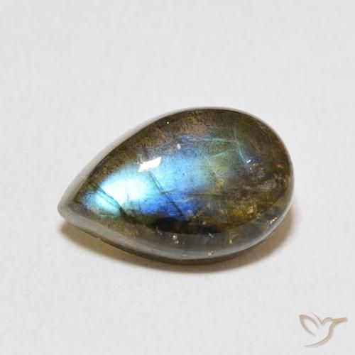3.51ct Натуральный Многоцветный Лабрадорит, Форма груши, Полупрозрачный