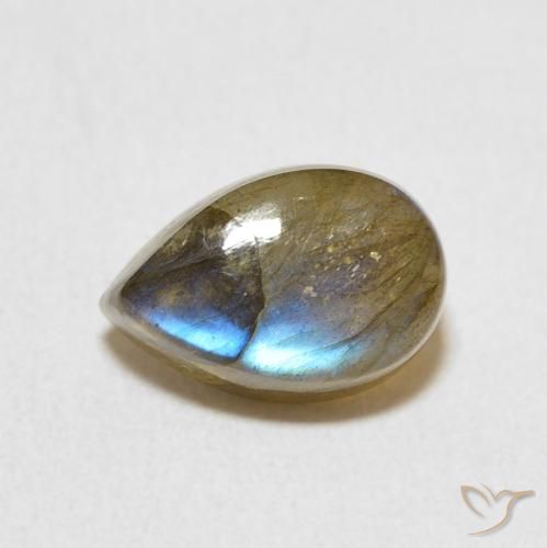 2.52ct Натуральный Многоцветный Лабрадорит, Форма груши, Полупрозрачный