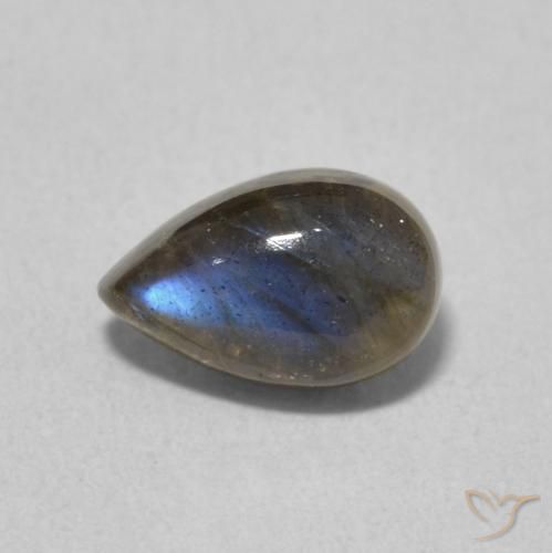 1.08ct Натуральный Многоцветный Лабрадорит, Форма груши, Полупрозрачный