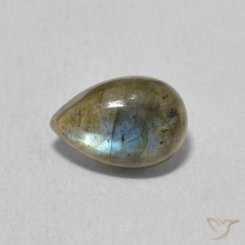 1.58ct Натуральный Многоцветный Лабрадорит, Форма груши, Полупрозрачный