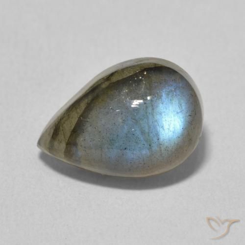 3.90ct Натуральный Многоцветный Лабрадорит, Форма груши, Полупрозрачный