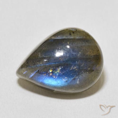 9.64ct Натуральный Многоцветный Лабрадорит, Форма груши, Полупрозрачный