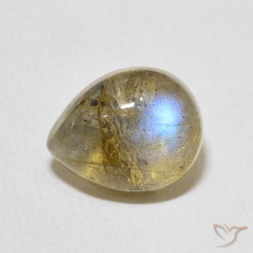 3.95ct Натуральный Многоцветный Лабрадорит, Форма груши, Полупрозрачный