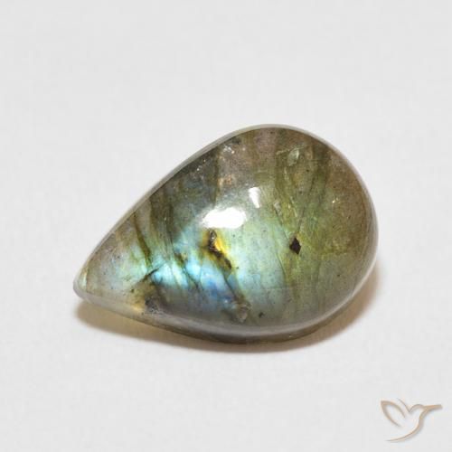 4.47ct Натуральный Многоцветный Лабрадорит, Форма груши, Полупрозрачный