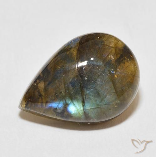 11.30ct Натуральный Многоцветный Лабрадорит, Форма груши, Полупрозрачный