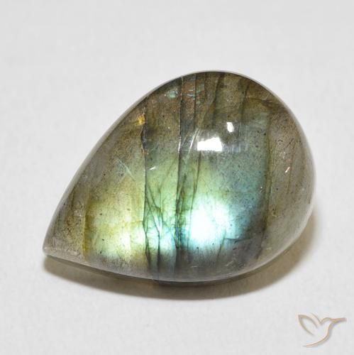 11.64ct Натуральный Многоцветный Лабрадорит, Форма груши, Полупрозрачный