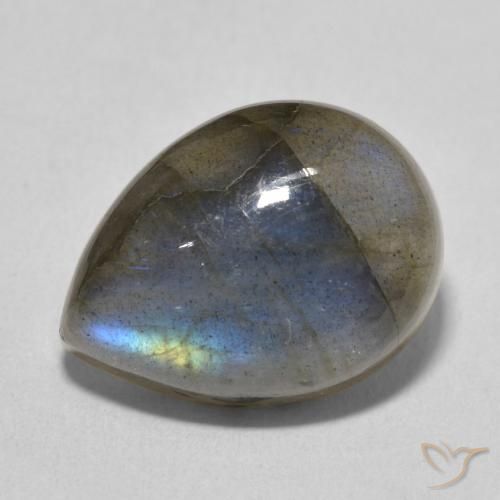 10.67ct Натуральный Многоцветный Лабрадорит, Форма груши, Полупрозрачный