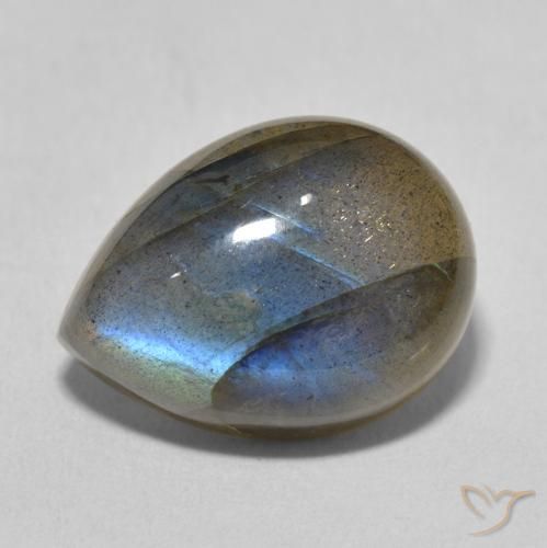 10.20ct Натуральный Многоцветный Лабрадорит, Форма груши, Полупрозрачный