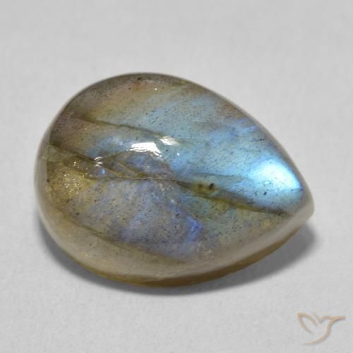10.35ct Натуральный Многоцветный Лабрадорит, Форма груши, Полупрозрачный