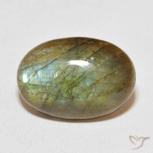 12.53ct Натуральный Многоцветный Лабрадорит, Овал, Полупрозрачный