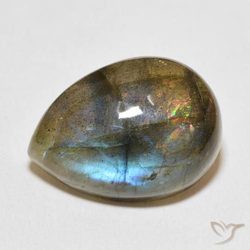 13.20ct Натуральный Многоцветный Лабрадорит, Форма груши, Полупрозрачный