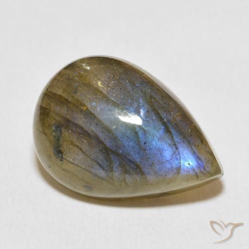 12.67ct Натуральный Многоцветный Лабрадорит, Форма груши, Полупрозрачный