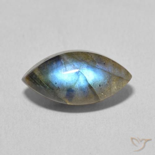 3.87ct Натуральный Многоцветный Лабрадорит, Маркиза, Полупрозрачный