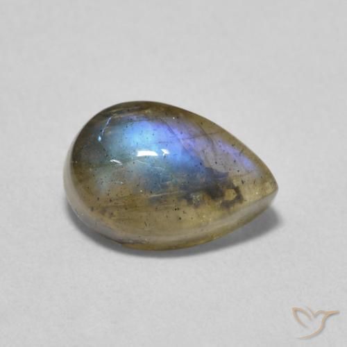 1.69ct Натуральный Многоцветный Лабрадорит, Форма груши, Полупрозрачный