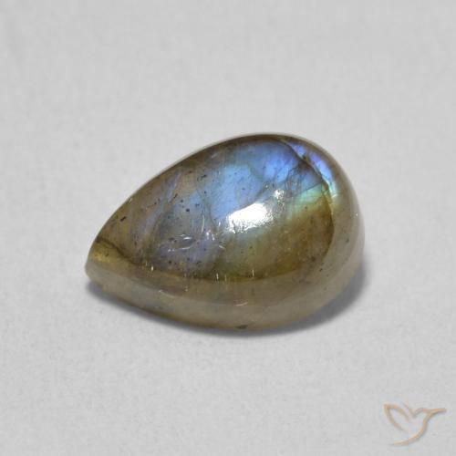 1.66ct Натуральный Многоцветный Лабрадорит, Форма груши, Полупрозрачный