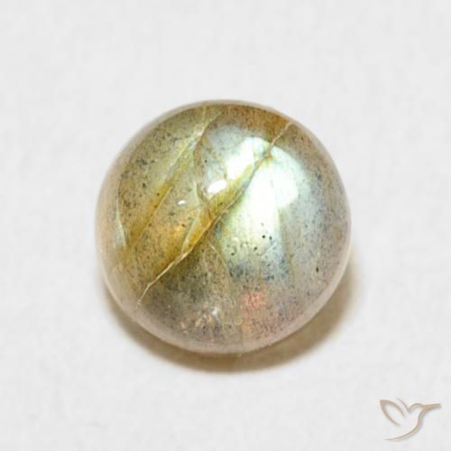 1.66ct Натуральный Многоцветный Лабрадорит, Круглый, Полупрозрачный