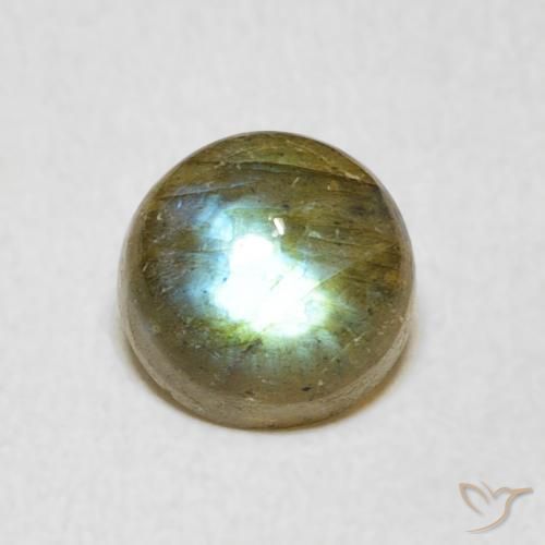 1.77ct Натуральный Многоцветный Лабрадорит, Круглый, Полупрозрачный