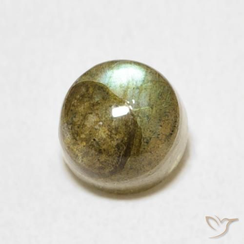 1.34ct Натуральный Многоцветный Лабрадорит, Круглый, Полупрозрачный