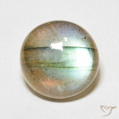 8.34ct Натуральный Многоцветный Лабрадорит, Круглый, Полупрозрачный