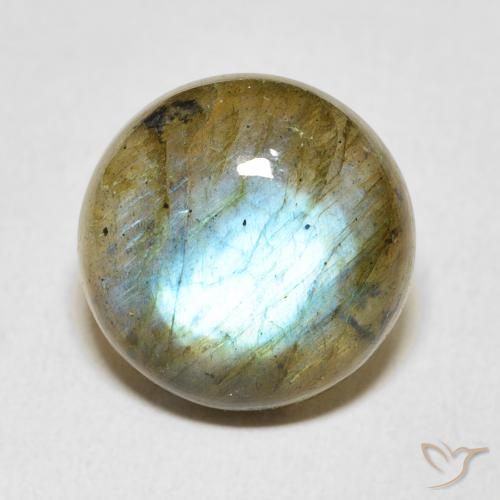 9.47ct Натуральный Многоцветный Лабрадорит, Круглый, Полупрозрачный