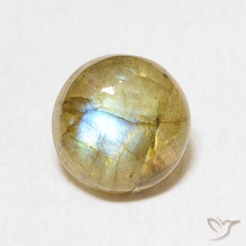 1.33ct Натуральный Многоцветный Лабрадорит, Круглый, Полупрозрачный