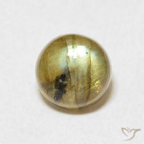 1.14ct Натуральный Многоцветный Лабрадорит, Круглый, Полупрозрачный