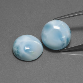  карата, натуральный Сине-зеленый Ларимар, Огранка Круг, Непрозрачный