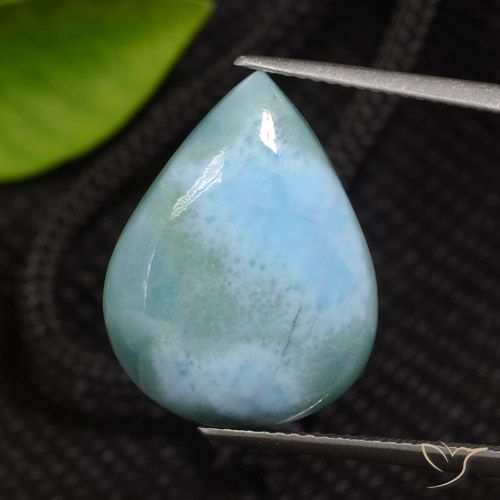 12.03ct Натуральный Светло-сине-зеленый Ларимар, Форма груши, Непрозрачный
