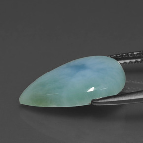 Натуральный зелено-голубой ларимар 4,16 карата форма груши, непрозрачный