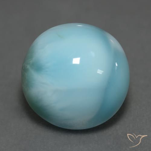 6.33ct Натуральный Ярко-синий зеленый Ларимар, Круглый, Непрозрачный